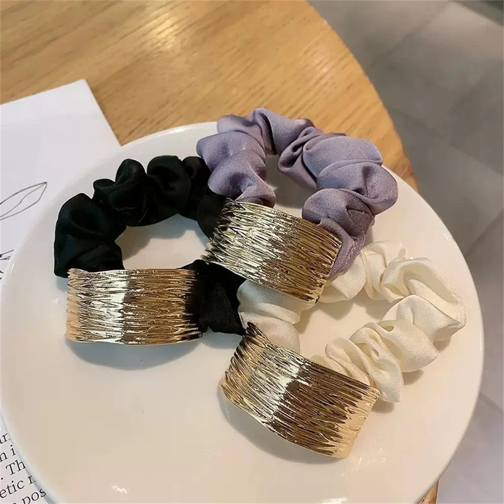 New Korean Style Satin Metal Hair Rope