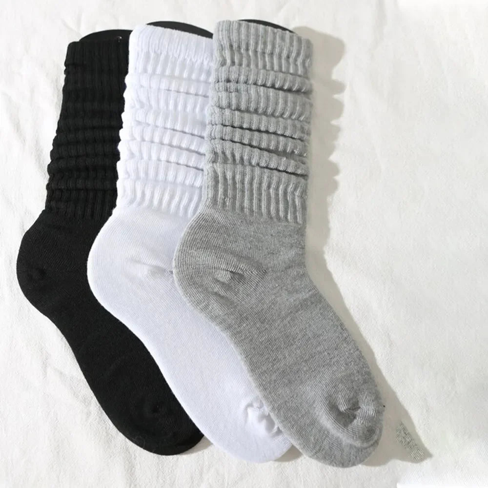 3 Pairs Pleated Mid Length Socks