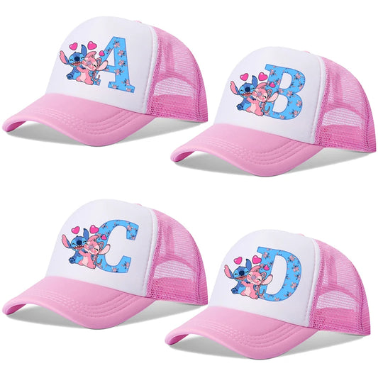 Stitch Disney Boys Girls Baseball Caps Letters A-Z