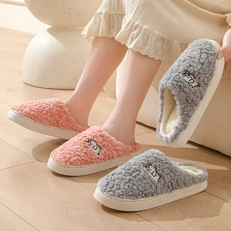 Winter Plush Warm Women Cotton Slippers