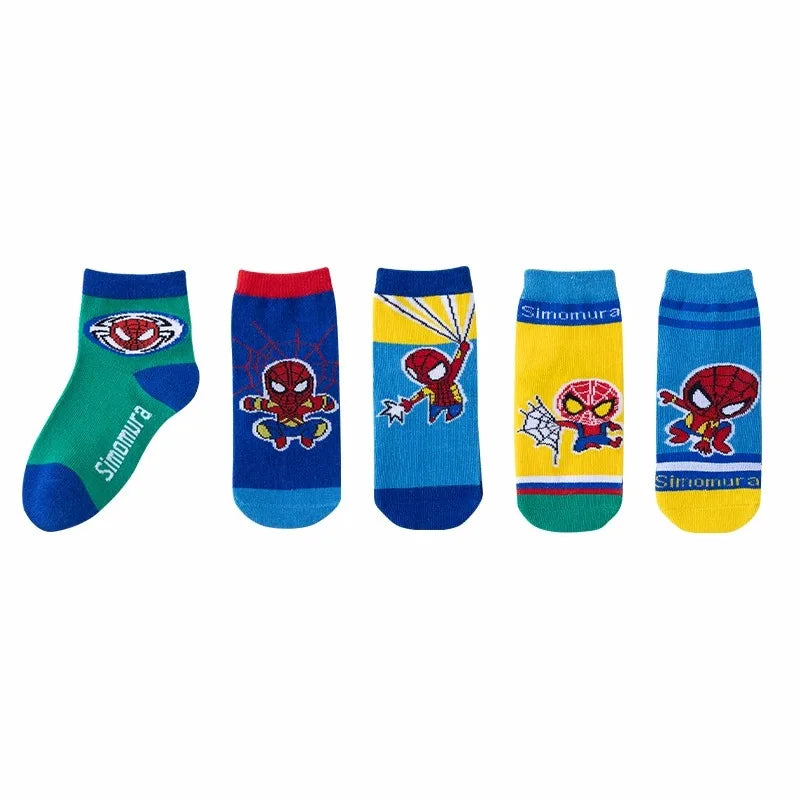 5 Pairs Autumn Winter Spiderman Children's Socks