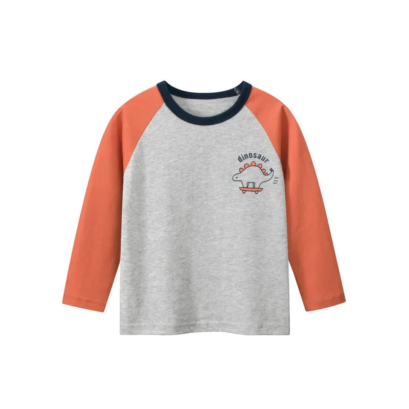 Cartoon Dinosaur Boys Basic Shirt