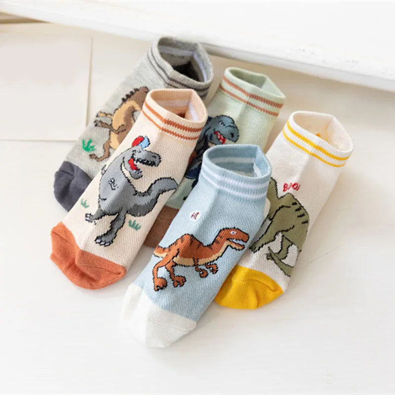 5 Pairs Boy's Dinosaur Pattern Socks