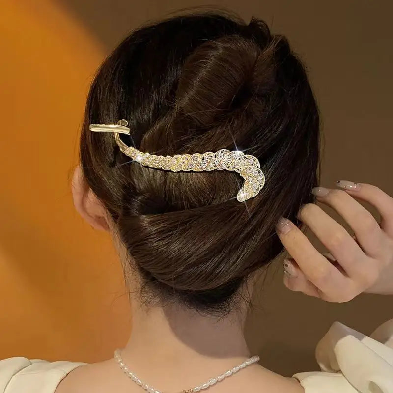 New Delicate S Shape Hair Clip Crystal Wheat