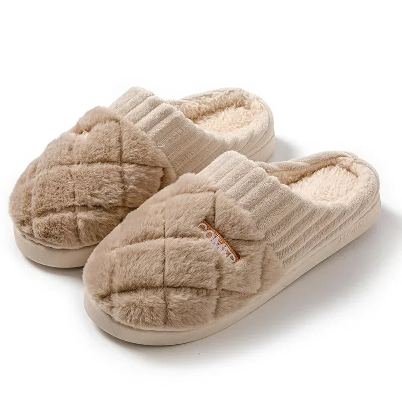 Winter Short Plush Warm  Cotton Slippers