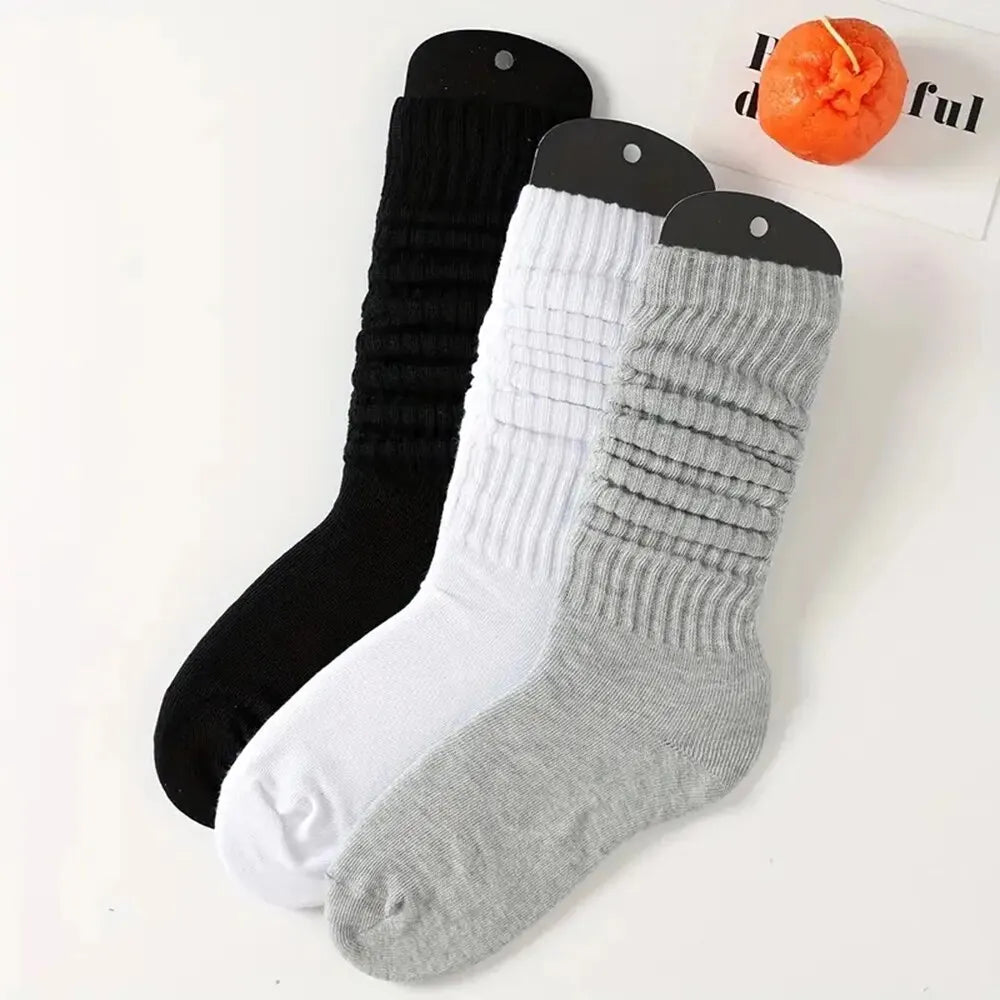 3 Pairs Pleated Mid Length Socks