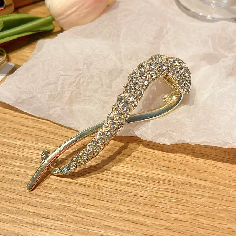 New Delicate S Shape Hair Clip Crystal Wheat