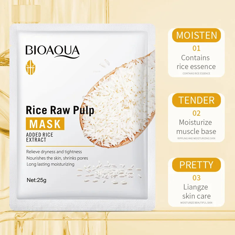 10pcs Raw Rice Pulp Facial Mask