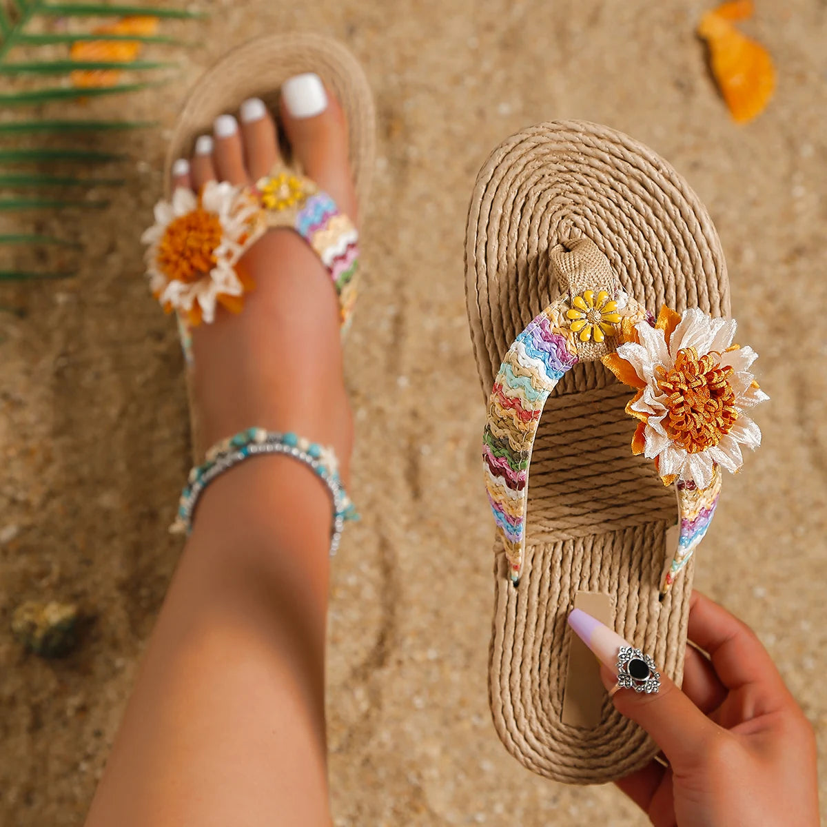 Women's Fashion Sunflower Anti-Slip Flat Flip Flops