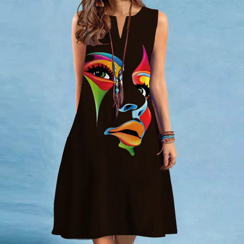 WOMEN'S V-neck Sleeveless Dress