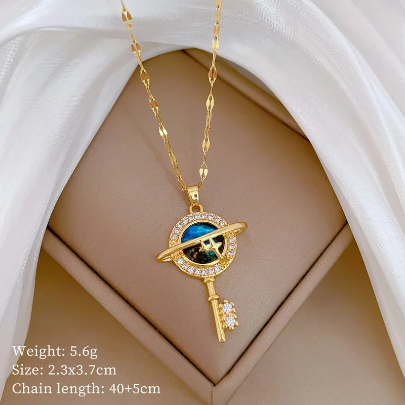 Classic Personality Planet Key Necklace Exquisite