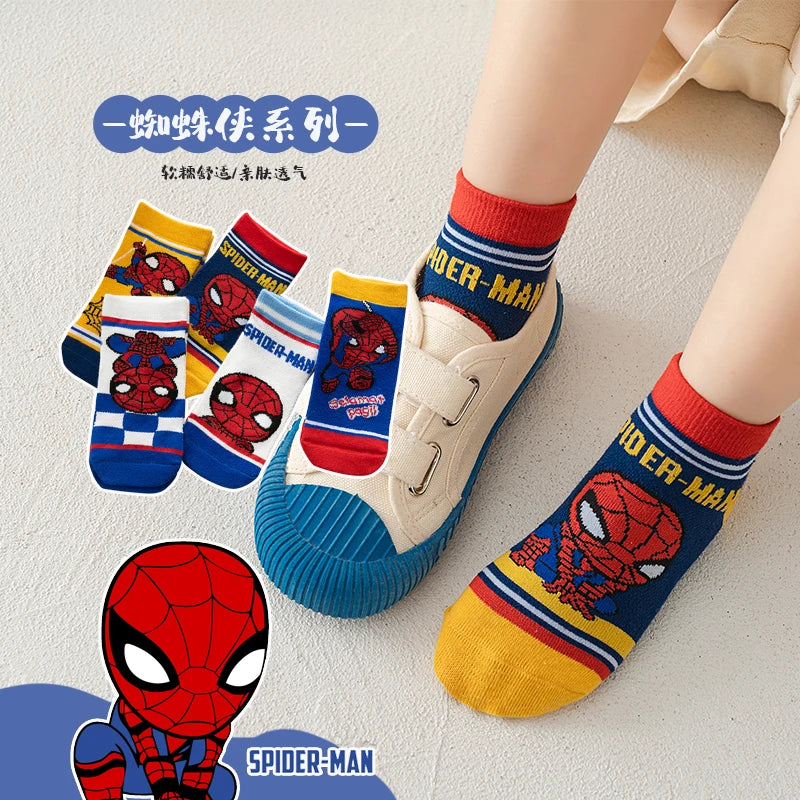 5 Pairs Children Socks Spiderman Anime Kids