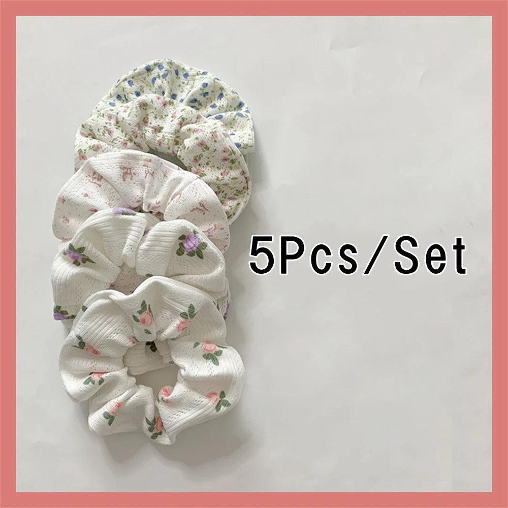 5 Pcs/Set Hair Scrunchies Hair Rope Ties Elastic