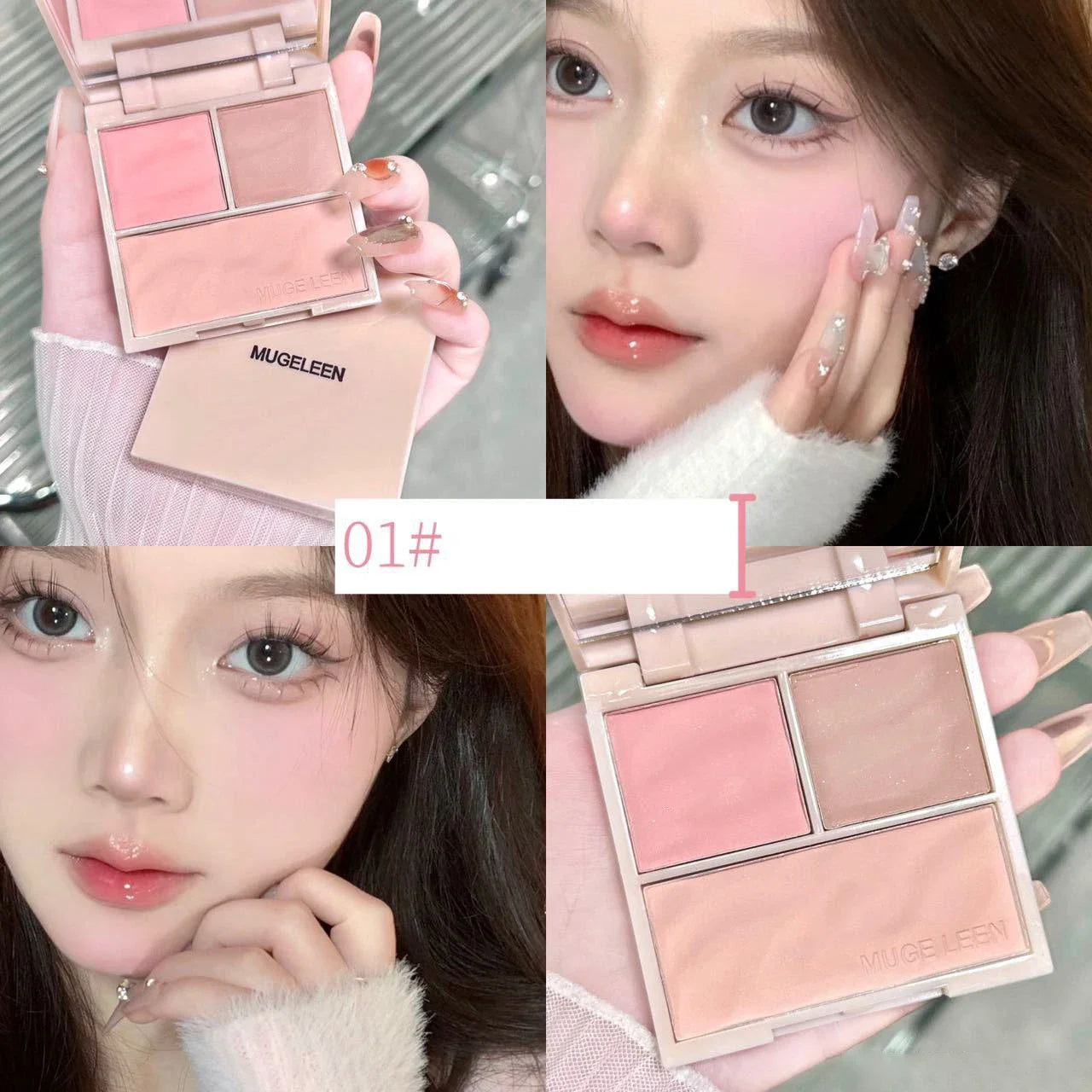 Matte Peach Pink Blush 3 Colors Contour Palette