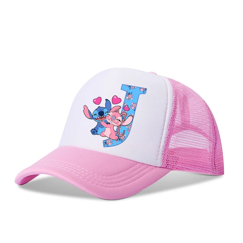 Stitch Disney Boys Girls Baseball Caps Letters A-Z