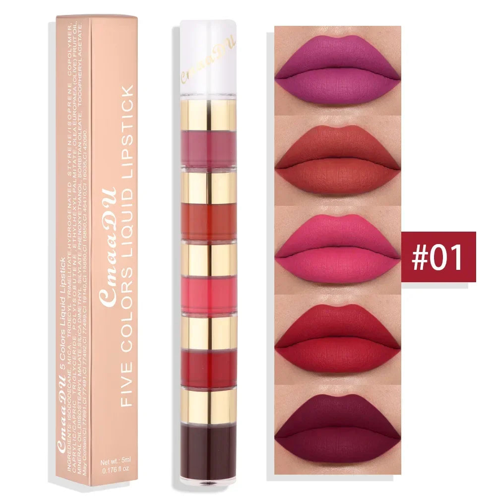 3 in 1 Lipstick with Lip Brush Three Layer