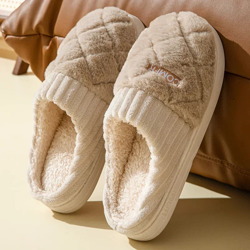 Winter Short Plush Warm  Cotton Slippers