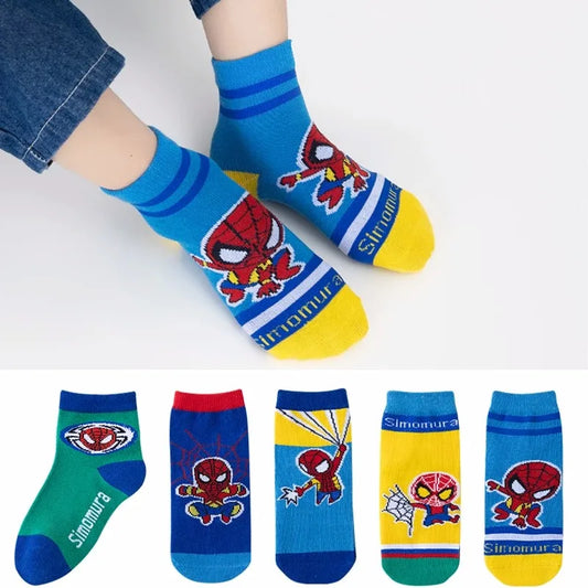 5 Pairs Autumn Winter Spiderman Children's Socks