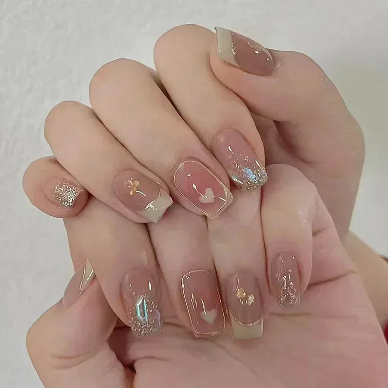 24Pcs Pearl Fake Nails