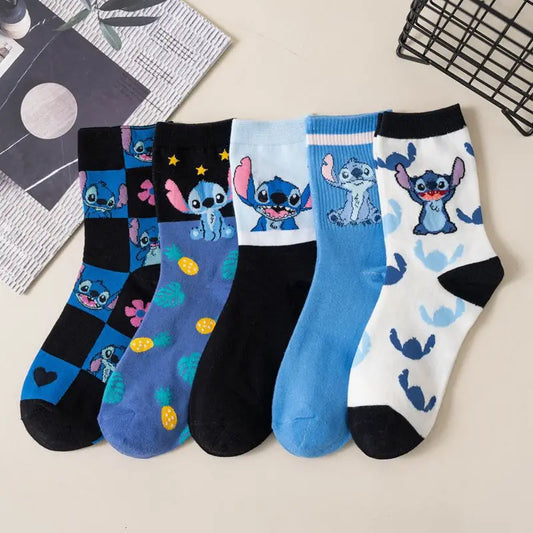 New Disney Anime Cartoon Kawaii Stitch Pure Cotton Socks