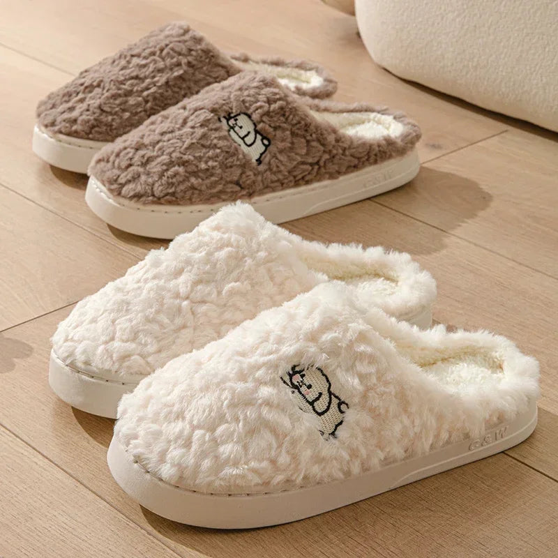 Winter Plush Warm Women Cotton Slippers