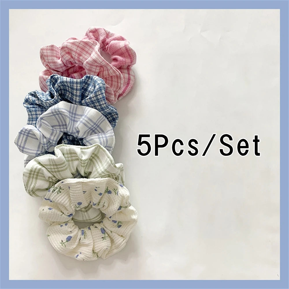 5 Pcs/Set Hair Scrunchies Hair Rope Ties Elastic