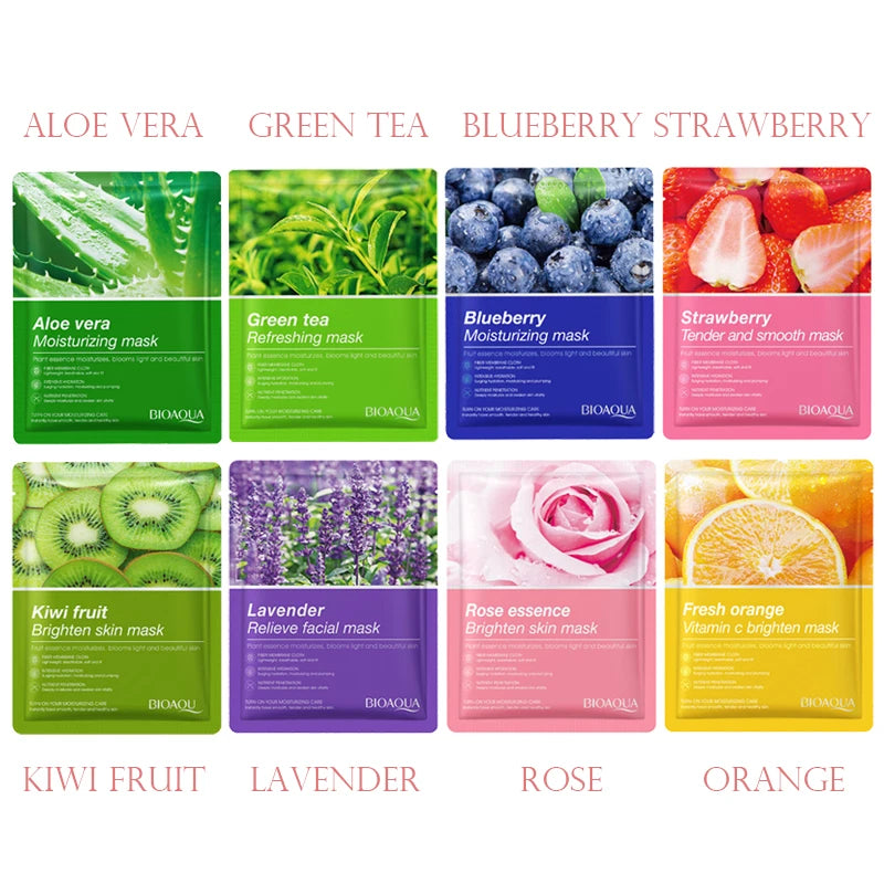 8pcs Natural Plant Face Mask Korean Cosmetics