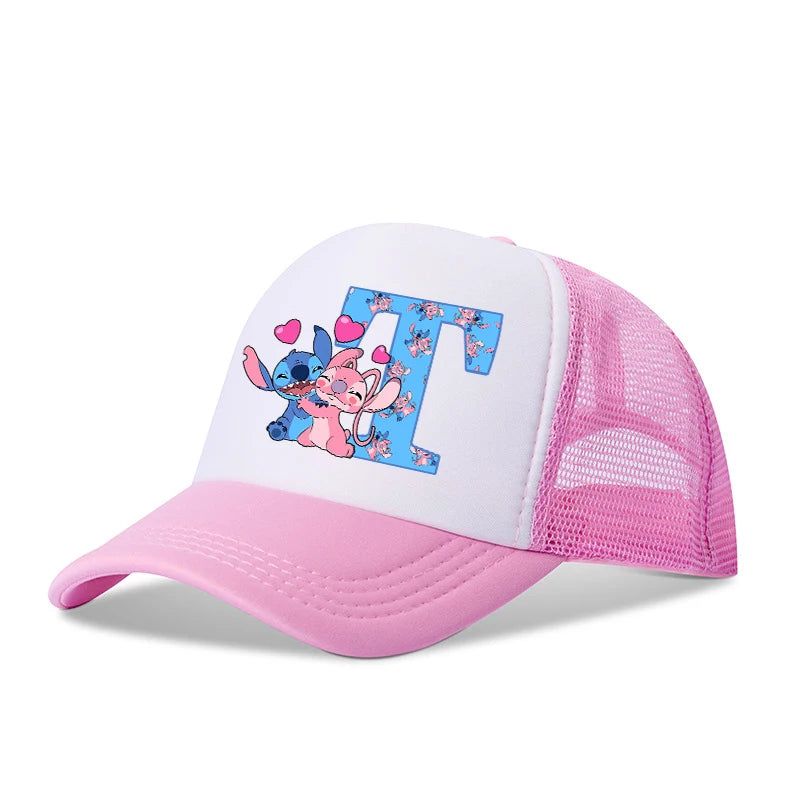 Stitch Disney Boys Girls Baseball Caps Letters A-Z