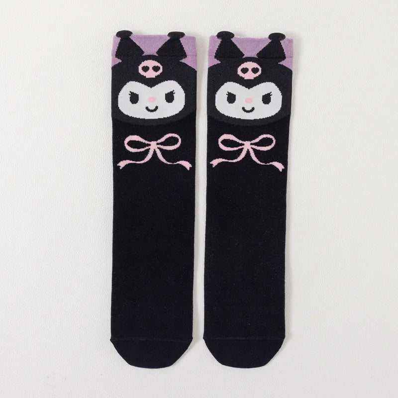 Girls Cute Sanrioed Kuromi Purple Knee Long Socks