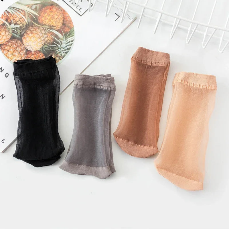 20 Pairs Womens Summer Crystal Silk Socks