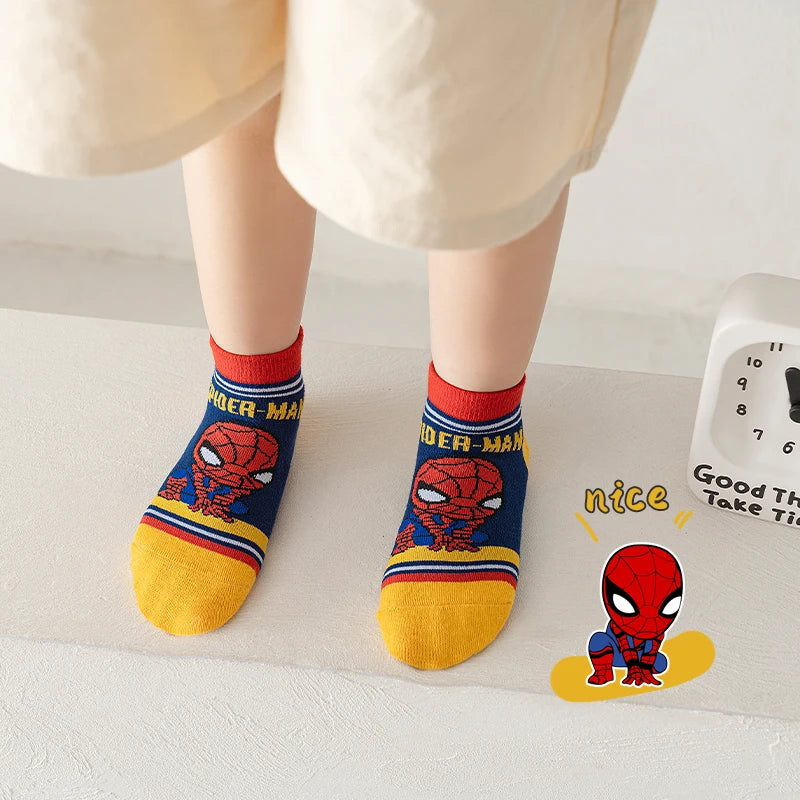 5 Pairs Children Socks Spiderman Anime Kids