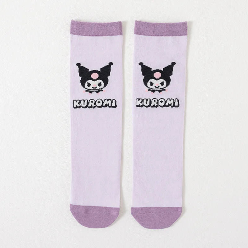 Girls Cute Sanrioed Kuromi Purple Knee Long Socks