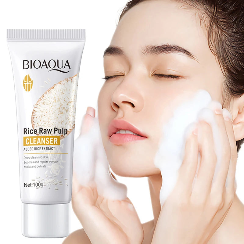 Rice Raw Pulp Facial Cleanser Face Wash Foam