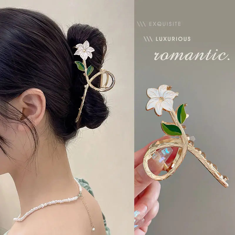 Fashion Flowers Hollow Metal Hair Claw