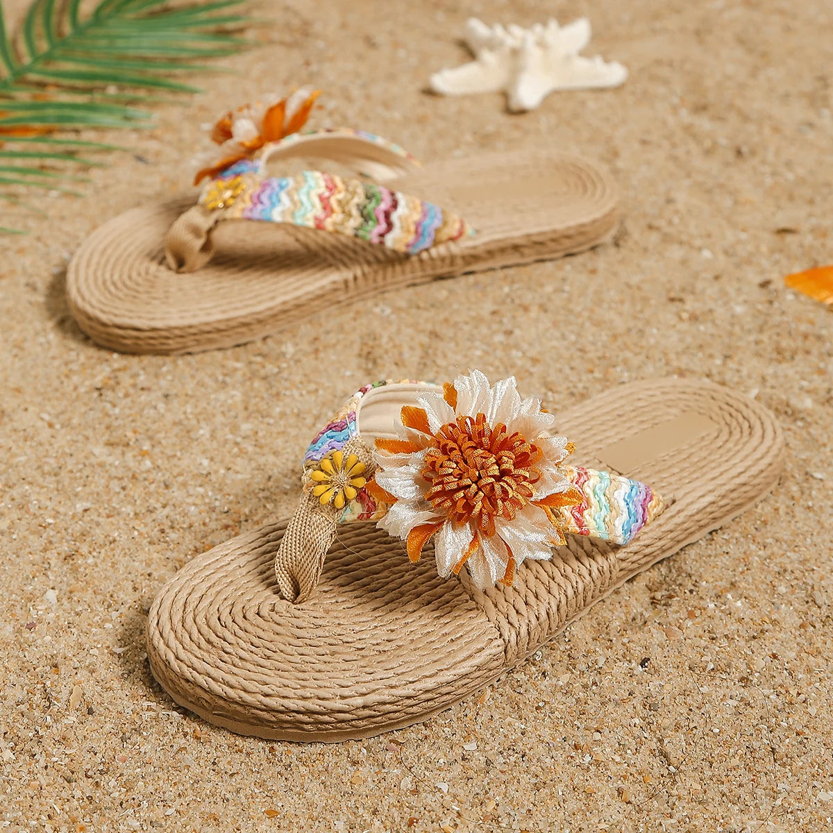 Women's Fashion Sunflower Anti-Slip Flat Flip Flops