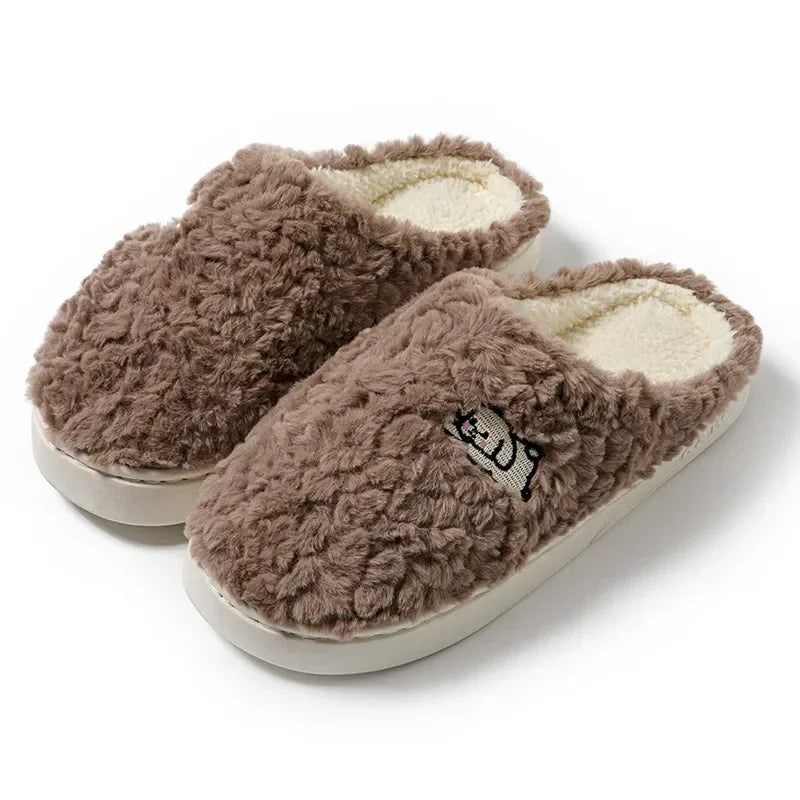 Winter Plush Warm Women Cotton Slippers