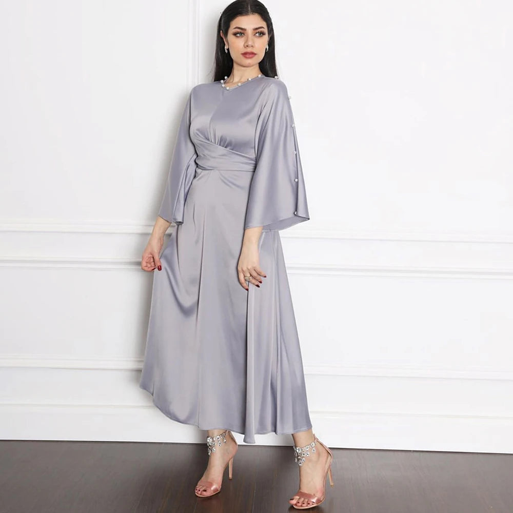 Flare Sleeve With Silver Balls Decoration Dress