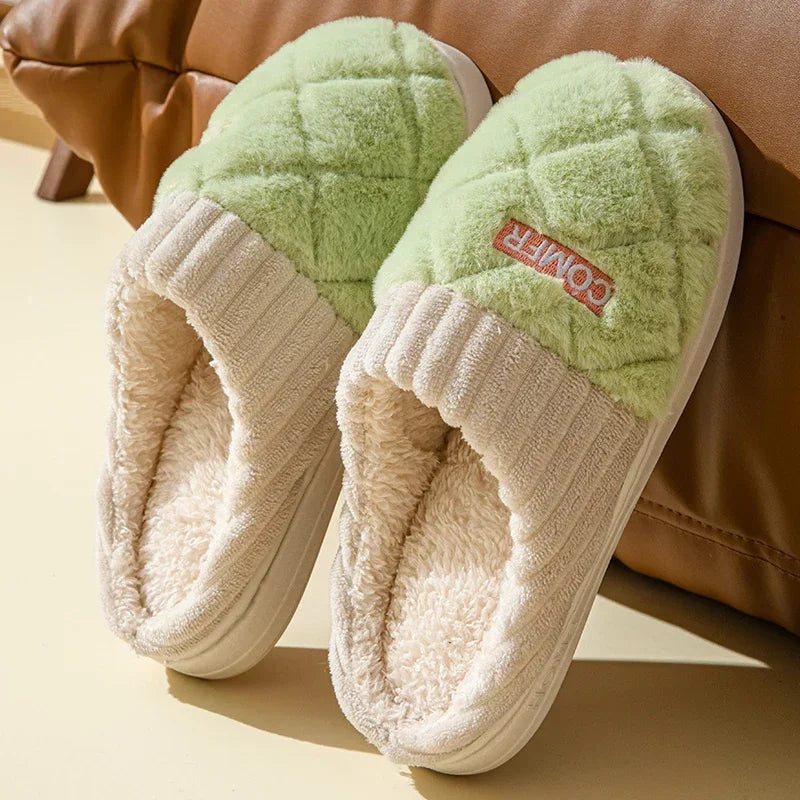 Winter Short Plush Warm  Cotton Slippers