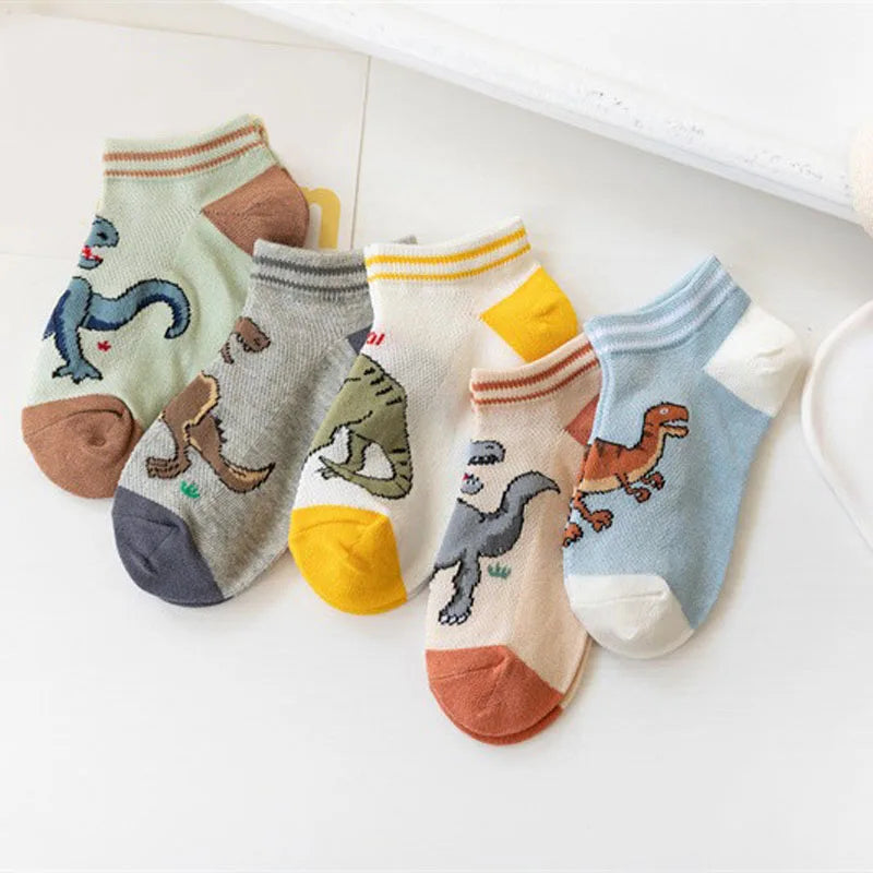 5 Pairs Boy's Dinosaur Pattern Socks