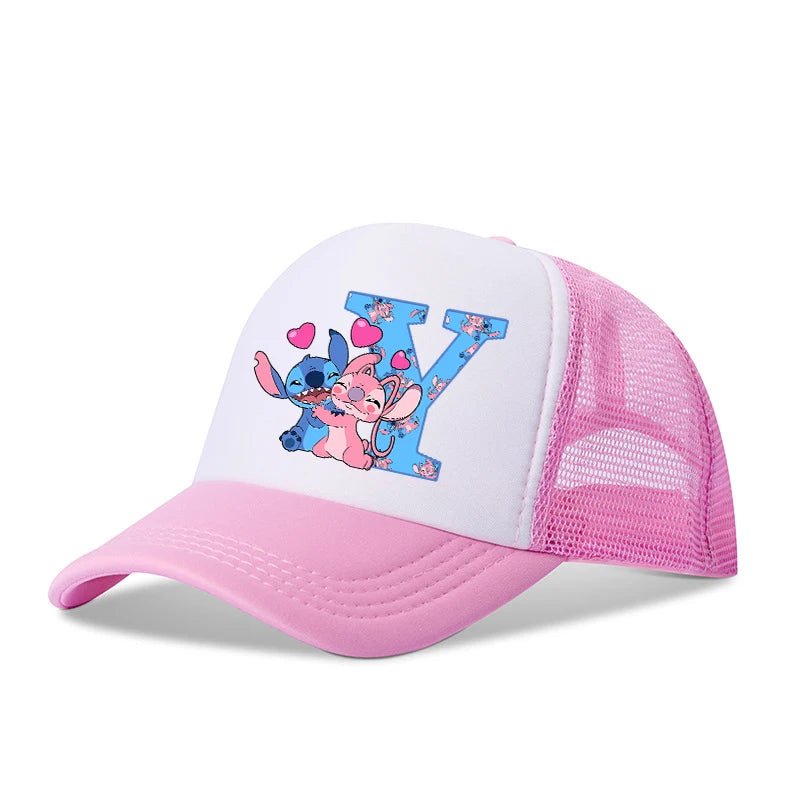 Stitch Disney Boys Girls Baseball Caps Letters A-Z