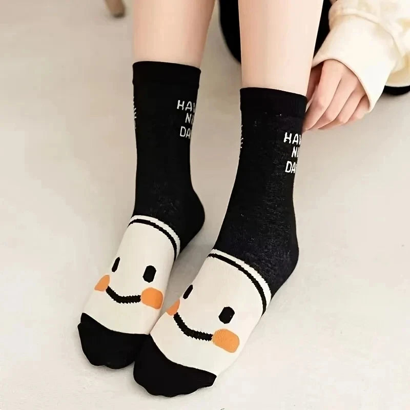 5/10 Pairs Happy Face Crew Socks