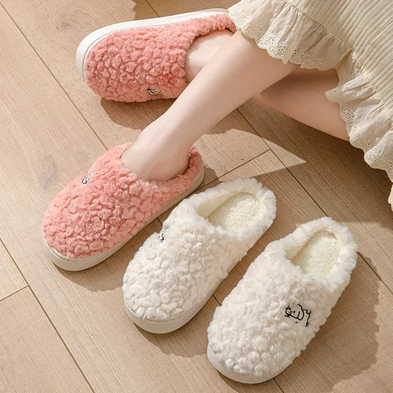 Winter Plush Warm Women Cotton Slippers