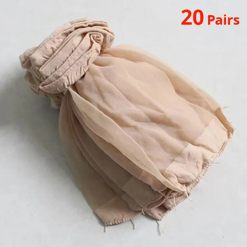 20 Pairs Womens Summer Crystal Silk Socks