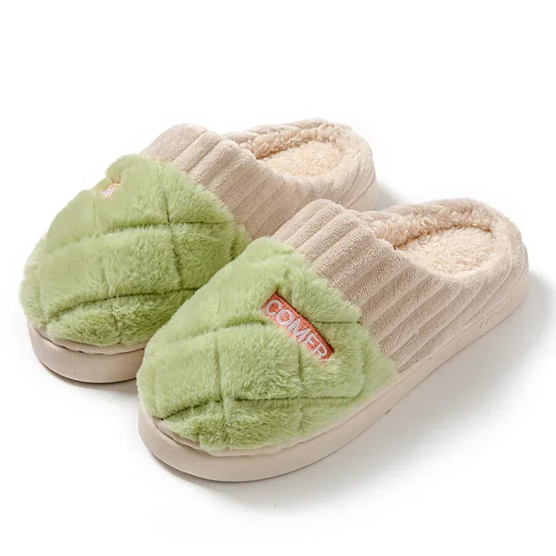 Winter Short Plush Warm  Cotton Slippers