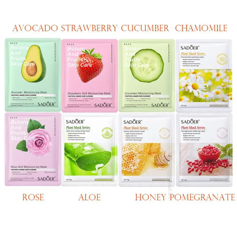 8pcs Natural Plant Face Mask Korean Cosmetics