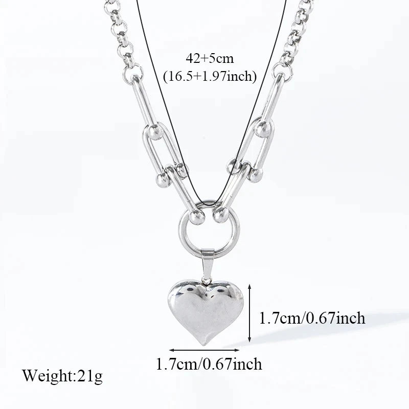 Stainless Steel Heart Love Pendant Necklace