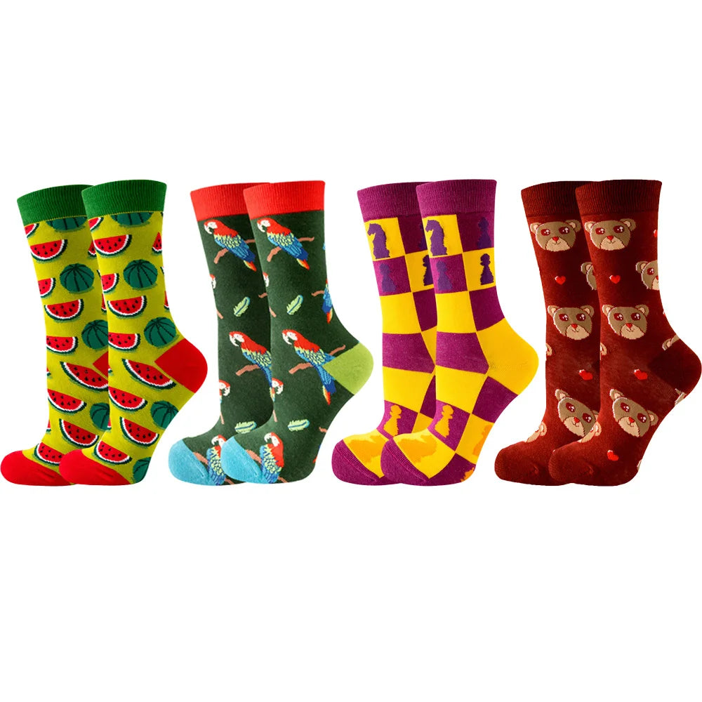 4 Pairs New Fashion Colorful Funny  Socks