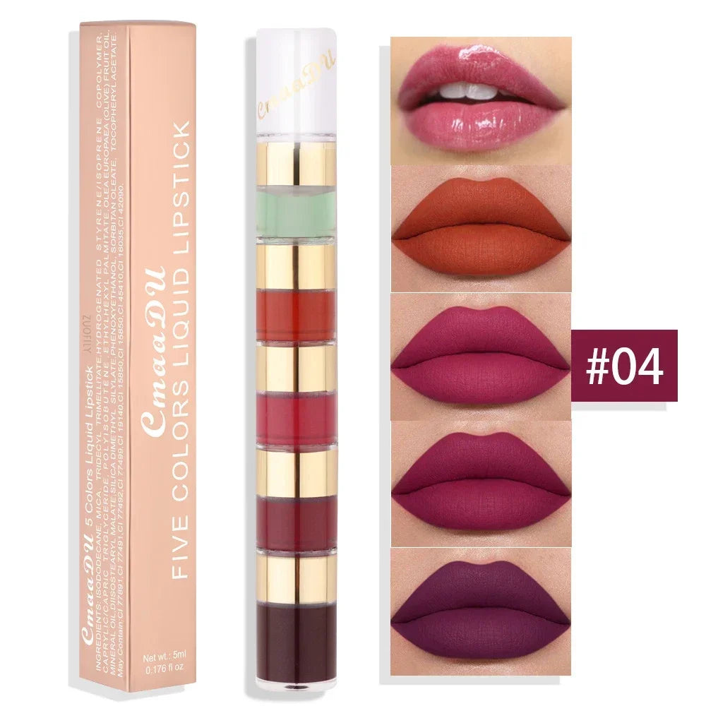 3 in 1 Lipstick with Lip Brush Three Layer