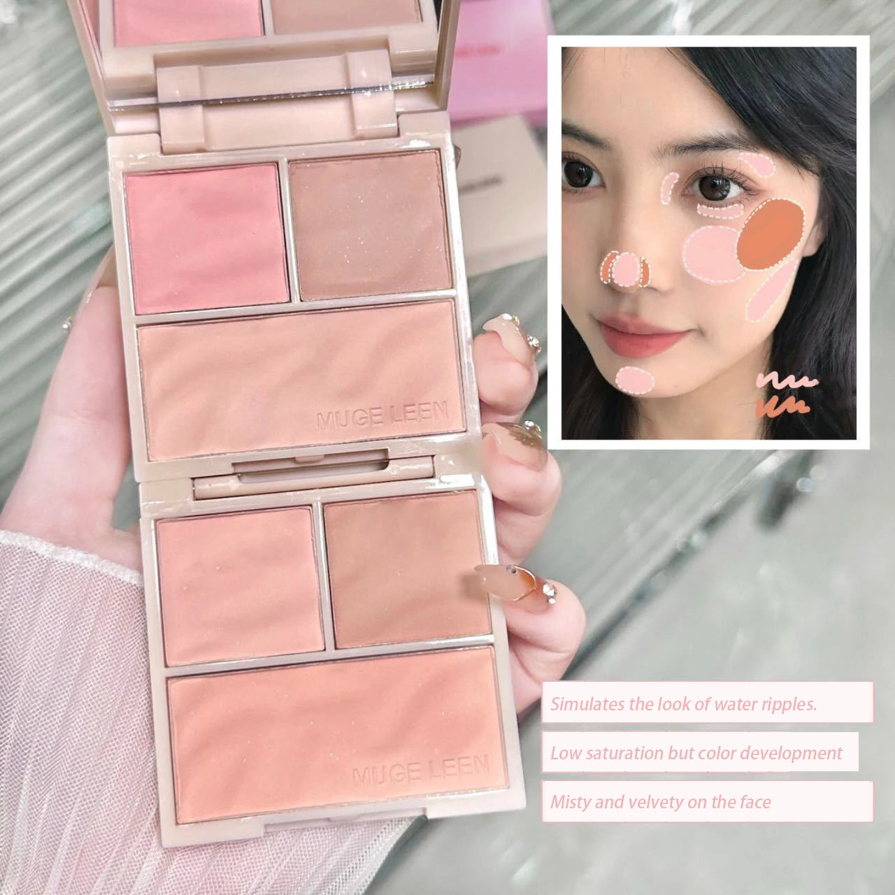 Matte Peach Pink Blush 3 Colors Contour Palette