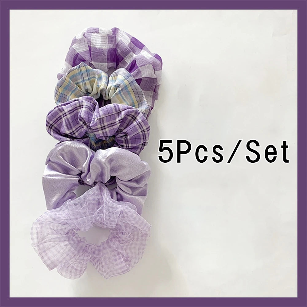 5 Pcs/Set Hair Scrunchies Hair Rope Ties Elastic